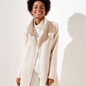 LOFT Herringbone Moto Coat Beige/Cream